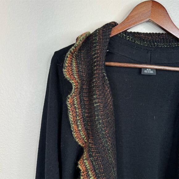 Tribal Women's M Black Ruffle Cardigan Sweater Open Front Casual Fall‎ - Picture 3 of 11